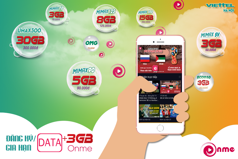 ONME Viettel: Đăng ký Data - Xem TV thả ga